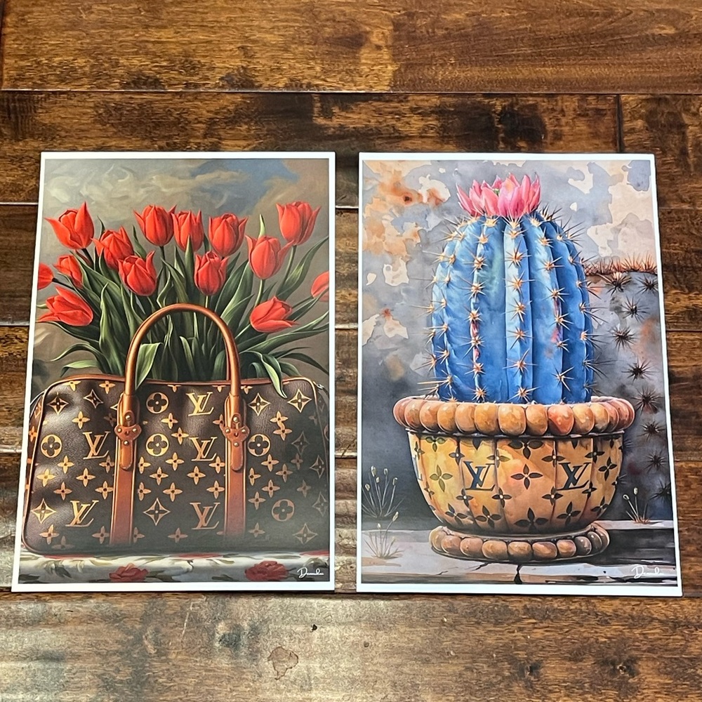 LUXE INSPIRED Red Tulips & Designer-Style Handbag Art Print -2 for$25